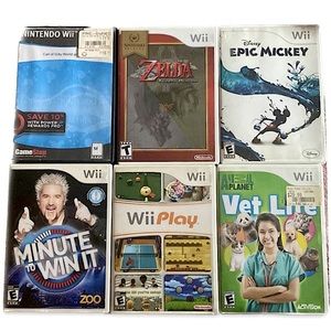 Wii 6 Game Bundle/Lot- All Tested/Works- (5/6) Original Cases + booklets/inserts